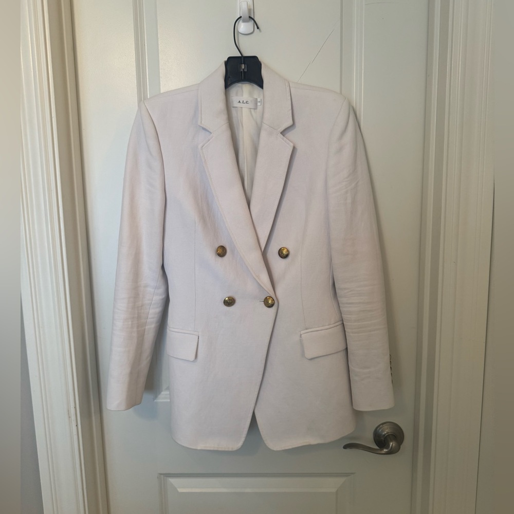 A.L.C. Women's White Blazer with Gold Buttons Size 2